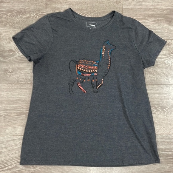 🌸 Sonoma Crewneck Short Sleeve Top Gray with Alpaca L - Picture 3 of 8